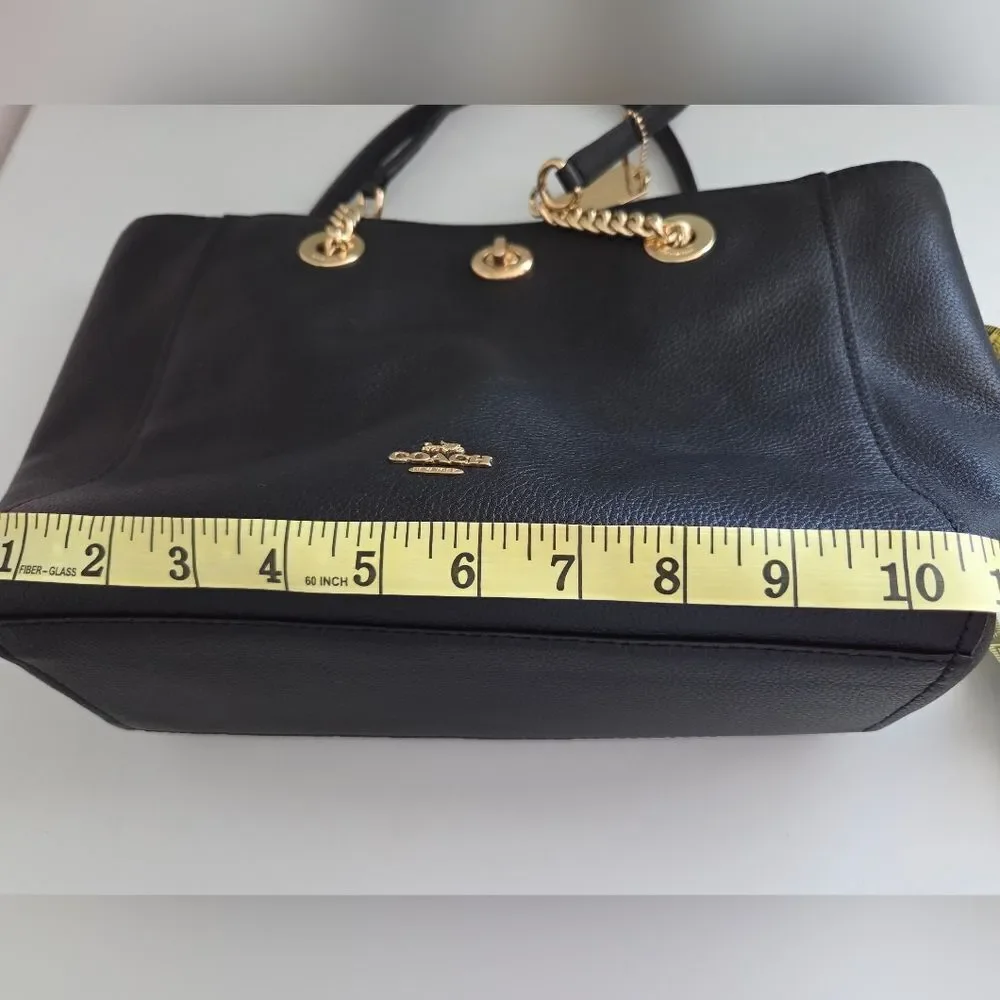 NWOT Coach Black Leather Chain Tote